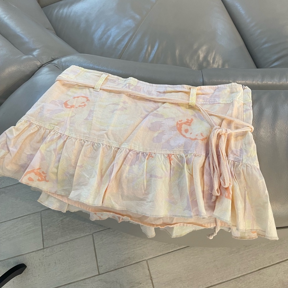 Vintage Y2K hollister cotton Ruffled Sexy Low Rise Mini Skirt M